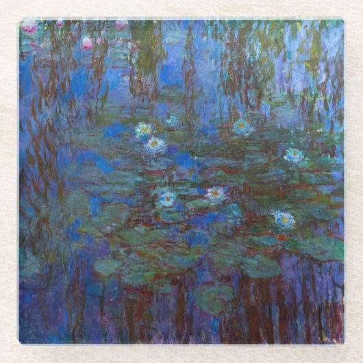 クロードモネ – ブルーウォーターリリー ガラスコースター (正面)