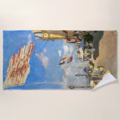 クロードモネ – ホテルデロッシュノワール，トルヴィル ビーチタオル (正面)