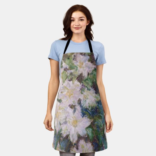 クロードモネ – ホワイトクレマティス エプロン (着用した状態)