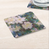 クロードモネ – ホワイトクレマティス スクエアペーパーコースター (アングル)