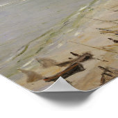 クロードモネ – ボートオンザボートアットビーチ ポスター (角)