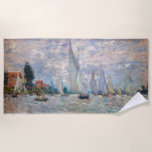 クロードモネ – ボートレガッタアットアルジェンティーユ ビーチタオル<br><div class="desc">The Bots Regatta at Argenteuil / Regate a Argenteuil - Claude Monet,  Canvas,  1874</div>