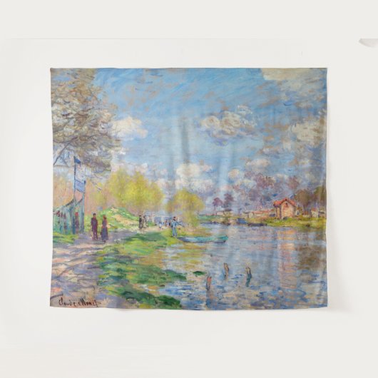 クロードモネ – 春バイザセーヌ タペストリー (正面(横))