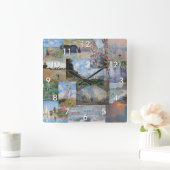 クロードモネ – 最高傑作パッチワーク スクエア壁時計 (ホーム)