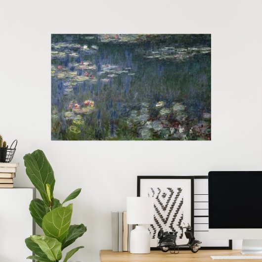 クロードモネ |《植物》スイレン：緑の反射 ポスター (ホームオフィス)