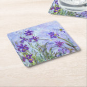 クロードモネ – 薄紫アイリス/アイリスマウヴ スクエアペーパーコースター (アングル)