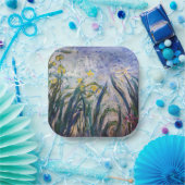 クロードモネ – 黄色と紫の虹彩 ペーパープレート (パーティー)