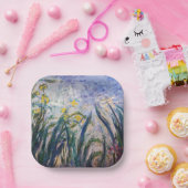 クロードモネ – 黄色と紫の虹彩 ペーパープレート (パーティー)