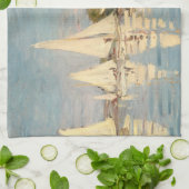 クロードモネ | Regatta at Argenteuil, c.1872 キッチンタオル (折り畳み)