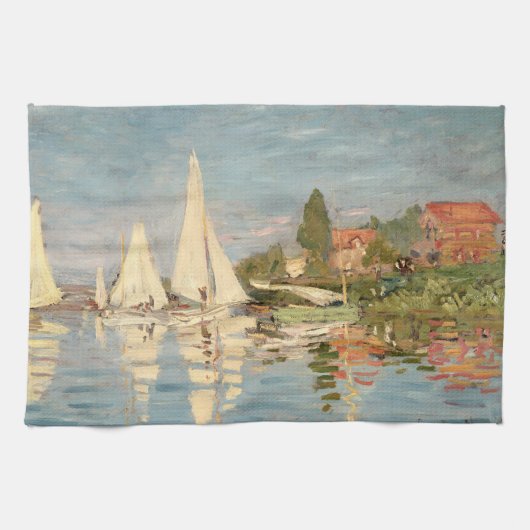 クロードモネ | Regatta at Argenteuil, c.1872 キッチンタオル (横)