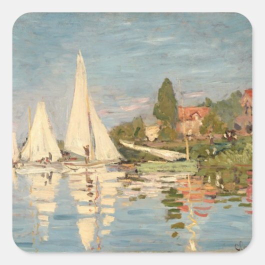 クロードモネ | Regatta at Argenteuil, c.1872 スクエアシール (正面)