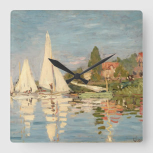 クロードモネ   Regatta at Argenteuil, c.1872 スクエア壁時計