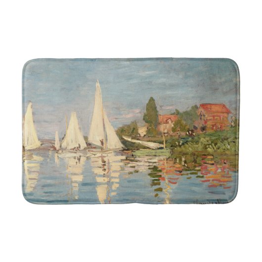 クロードモネ | Regatta at Argenteuil, c.1872 バスマット (正面)