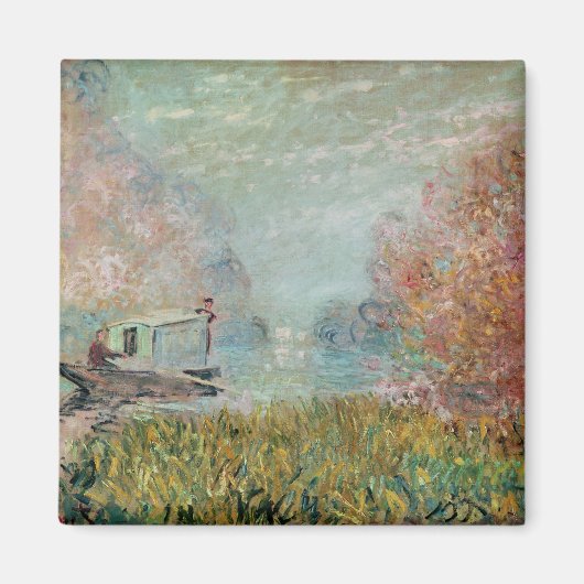 クロードモネ | The Boat Studio on the Seine, 1875 マグネット (正面)