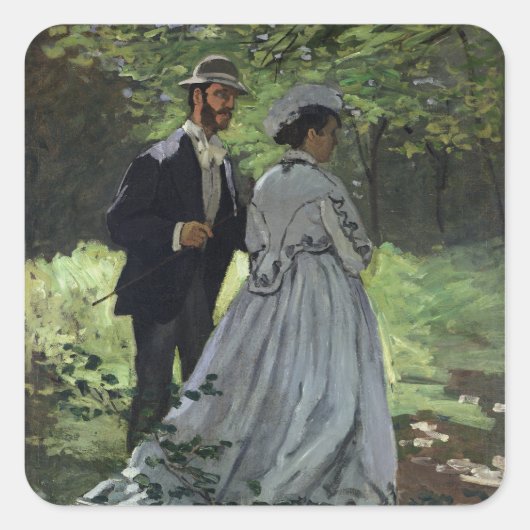 クロードモネ | The Promenaders, Bazille, Camille スクエアシール (正面)