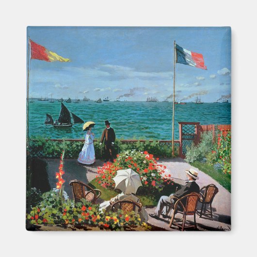 クロードモネ | The Terrace at Sainte-Adresse, 1867 マグネット (正面)