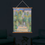クロードモネThe Artist Garden Sunflowers Old Art 吊り下げ型タペストリー<br><div class="desc">1880年～1881年、ヴェテウイルのアーティストガーデン、クロード・モネ。小さな絵画男の子とひまわりの花を持つ古い有名。木枠の壁のタペストリーにぶら下がった印刷されているCCOライセンス、パブリックドメイン。</div>