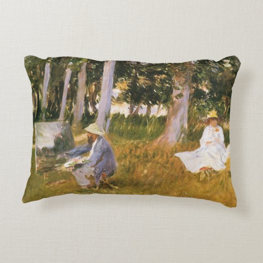 クロード絵画モネの森の端サルジェント アクセントクッション (裏面)