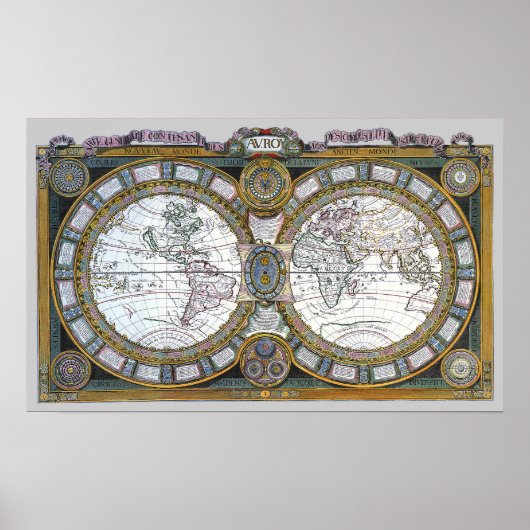 クロード・オーギュスト・ベレーの1688年の古地図 ポスター (正面)