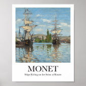 クロード・モネがルーアンでセーヌ川に乗る船 ポスター (正面)