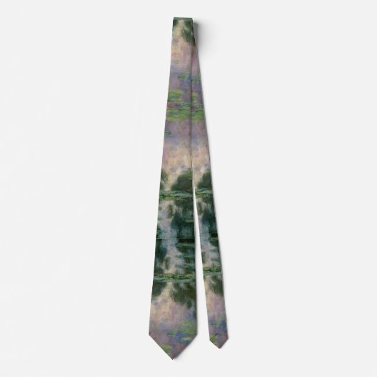 クロード・モネによるピンクの緑の池の睡蓮 ネクタイ (正面)