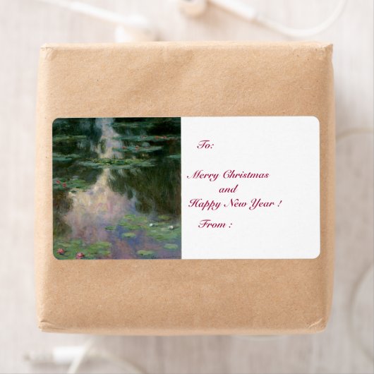 クロード・モネによるピンクの緑の池の睡蓮 ラベル (インサイチュ)