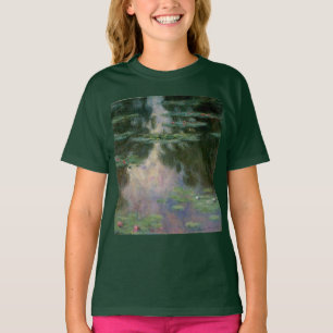 クロード・モネによるピンクの緑の池の睡蓮 Tシャツ