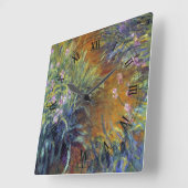 クロード・モネによる虹彩の道 スクエア壁時計 (傾斜)