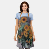 クロード・モネのひまわりの花束、ヴィンテージアート エプロン (着用した状態)