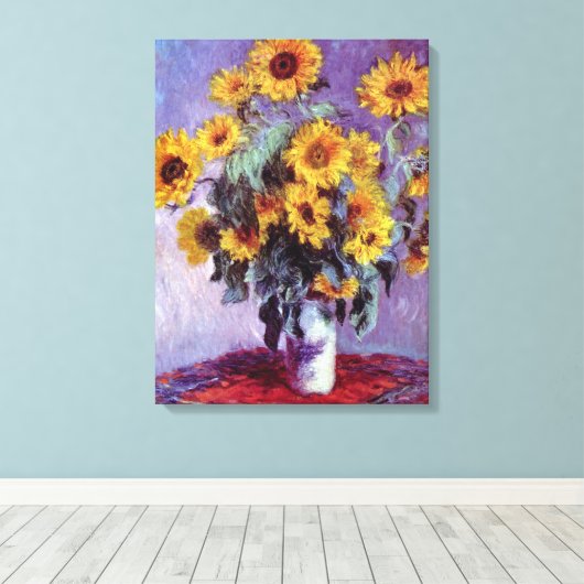 クロード・モネのひまわりの花束、ヴィンテージアート キャンバスプリント (インサイチュ (ウッドフロア))