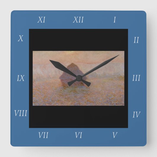 クロード・モネのグレイン、太陽の霧（1891年） スクエア壁時計 (正面)