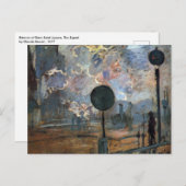 クロード・モネのサン・ラザール駅外観 ポストカード (正面/裏面)