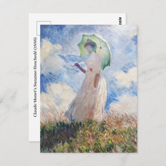 クロード・モネのスザンヌ・ホスケベ（1886年） ポストカード (正面/裏面)
