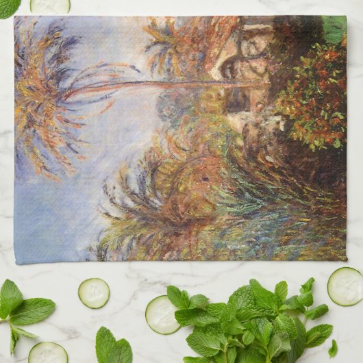 クロード・モネのボルディゲラの小さなカントリーファーム キッチンタオル (折り畳み)