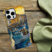 クロード・モネの印象派デザイン「川のボート」 iPhoneケース