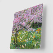 クロード・モネの庭の春 スクエア壁時計 (傾斜)