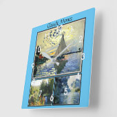 クロード・モネの有名な絵画 スクエア壁時計 (傾斜)