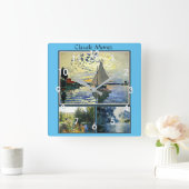 クロード・モネの有名な絵画 スクエア壁時計 (ホーム)