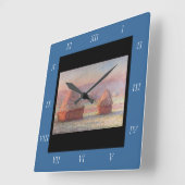 クロード・モネの白い霜の日の出（干し草） スクエア壁時計 (傾斜)