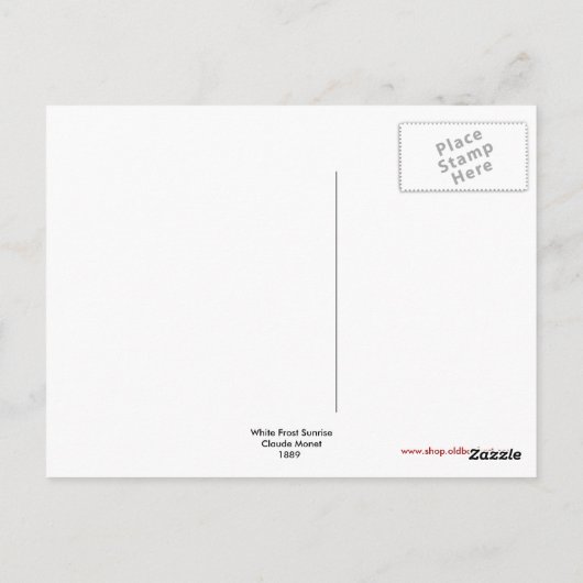 クロード・モネの白い霜の日の出(1889) ポストカード (裏面)