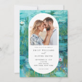 クロード・モネの睡蓮の写真 ウェディング 招待状 (正面)