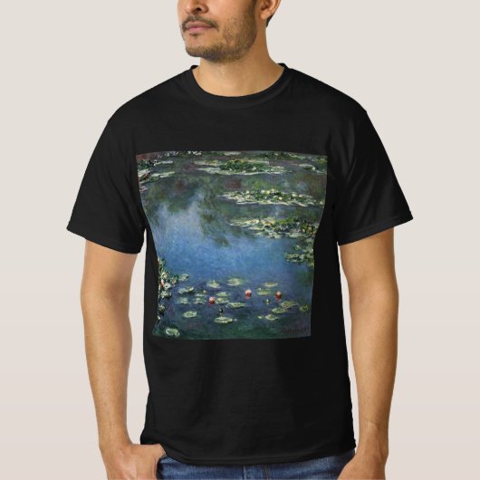 クロード・モネの睡蓮, ビンテージの花 Tシャツ (正面)
