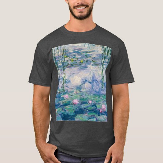 クロード・モネの睡蓮 ファインアート レトロ Tシャツ (正面)