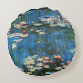 クロード・モネの睡蓮、ヴィンテージ印象派 ラウンドクッション (裏面)