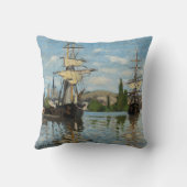 クロード・モネの航海のな船の装飾用クッション クッション (裏面)