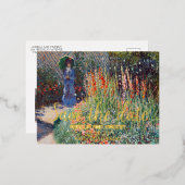 クロード・モネの花壇　保存日付の絵はがき 箔招待状ポストカード (正面/裏面)