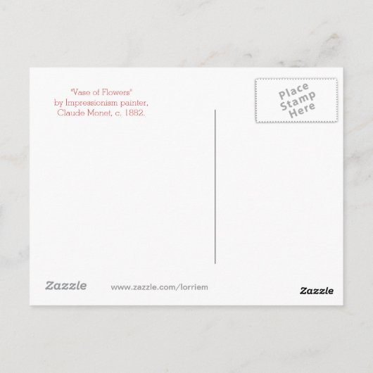 クロード・モネの花瓶の花の美術 ポストカード (裏面)