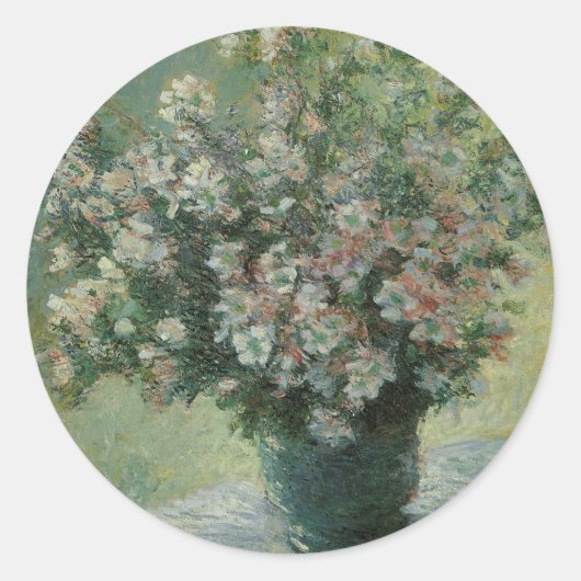 クロード・モネの花瓶の花 ラウンドシール (正面)