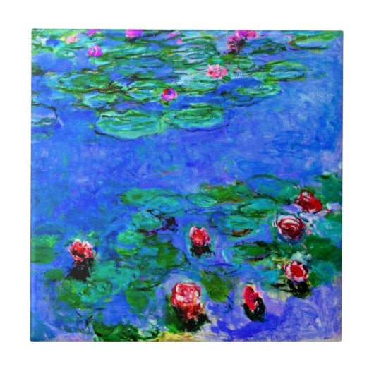 クロード・モネの芸術:睡蓮 (赤) タイル (正面)