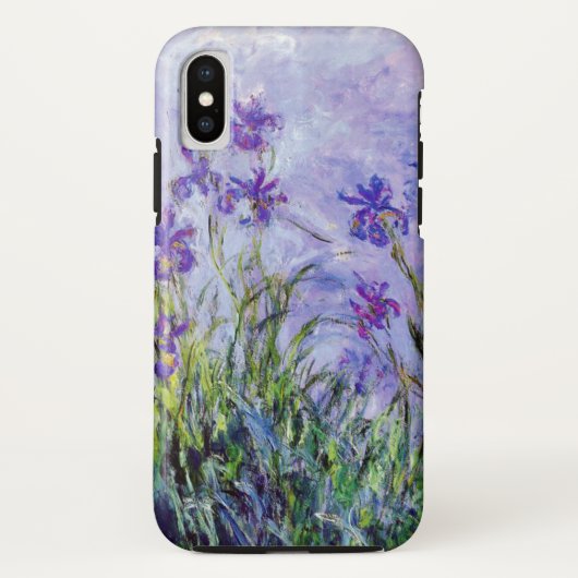 クロード・モネの薄紫のアイリスヴィンテージの花の青 Case-Mate iPhoneケース (裏面)